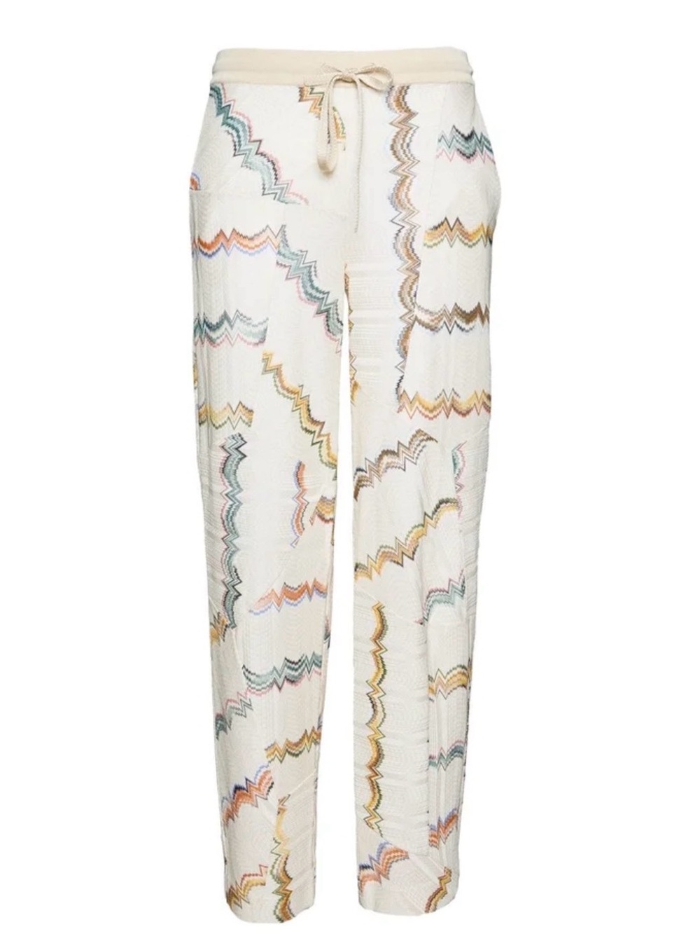 Missoni Cream Wide-Leg Zigzag Knit Pants